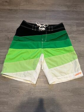 Reef Men’s Black and Green Gradient Board Shorts